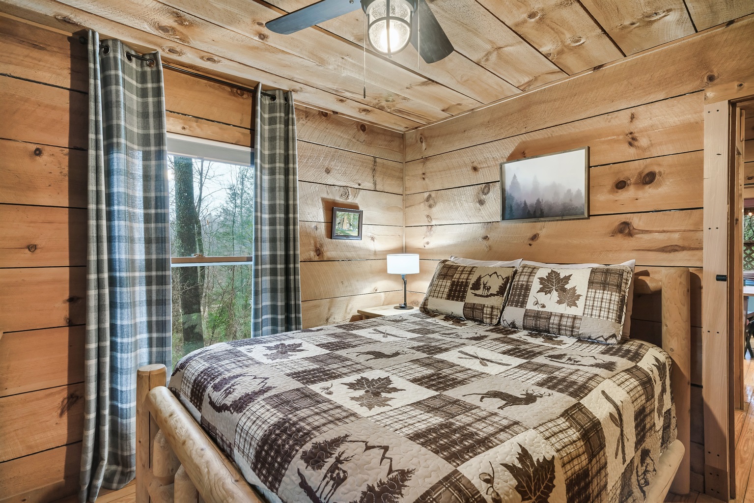 Wake up to mountain views in this comfy king bedroom
