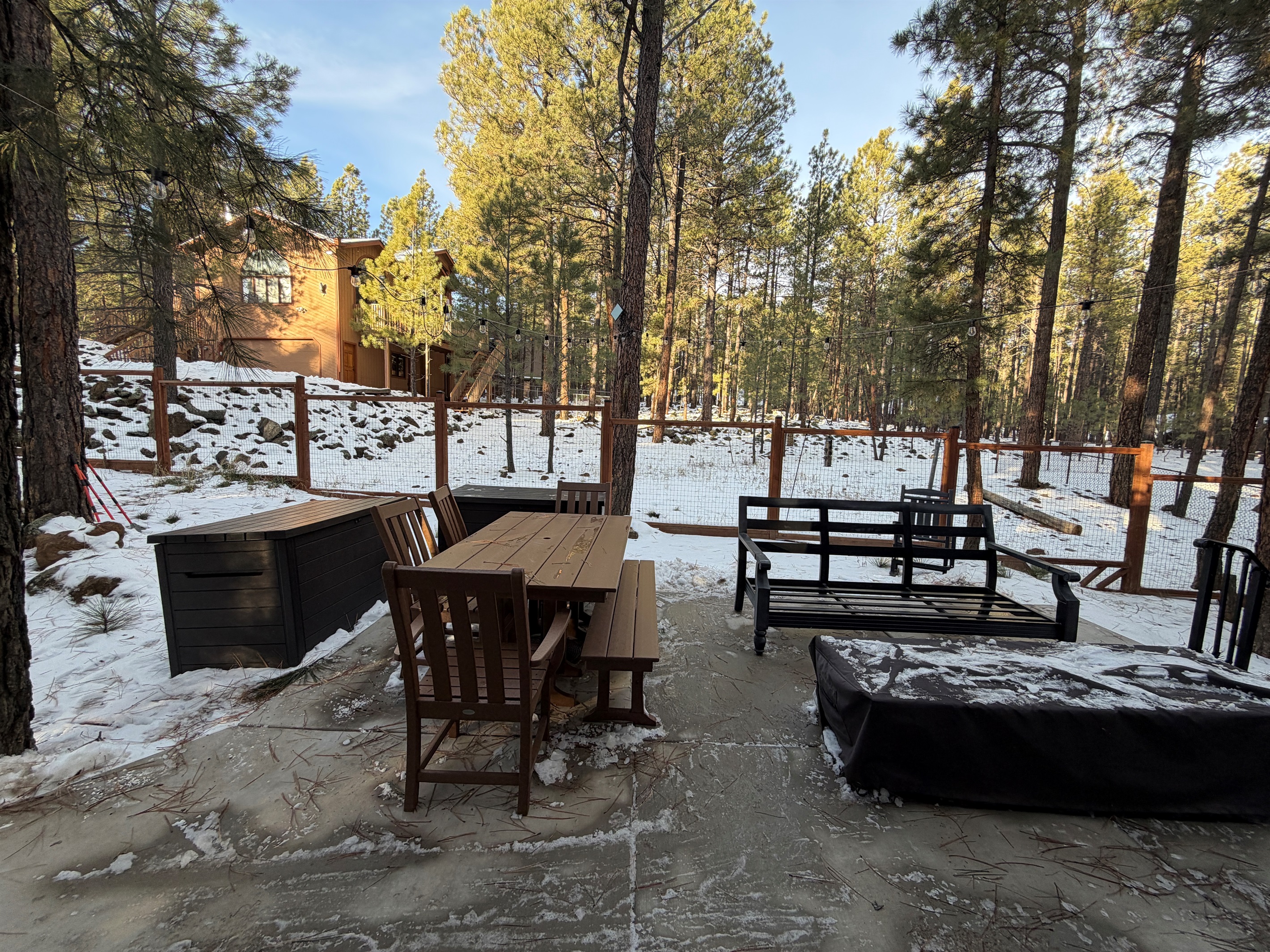 A little snow - NEW outside dining table for when it warms up.