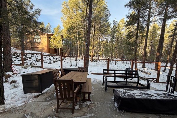 A little snow - NEW outside dining table for when it warms up.