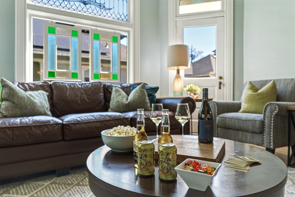 TV room with Smart TV, lounge seating, & kids games