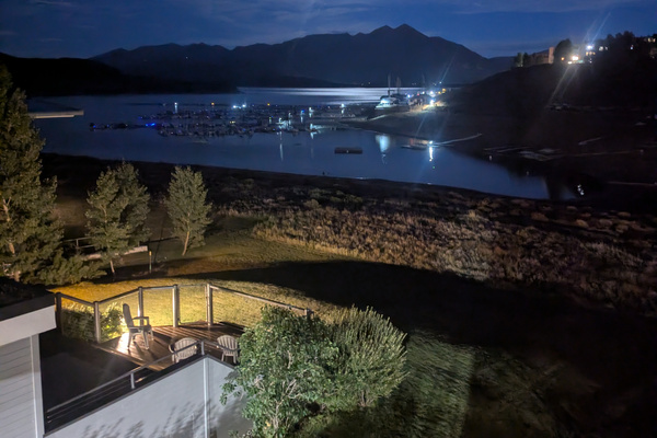 Lake view from balcony at night