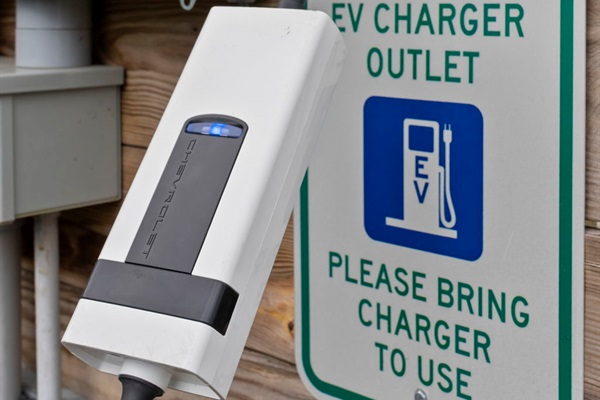 50-amp EV charging outlet on-site — convenient electric vehicle charging for road trips to Hocking Hills (bring your charger).