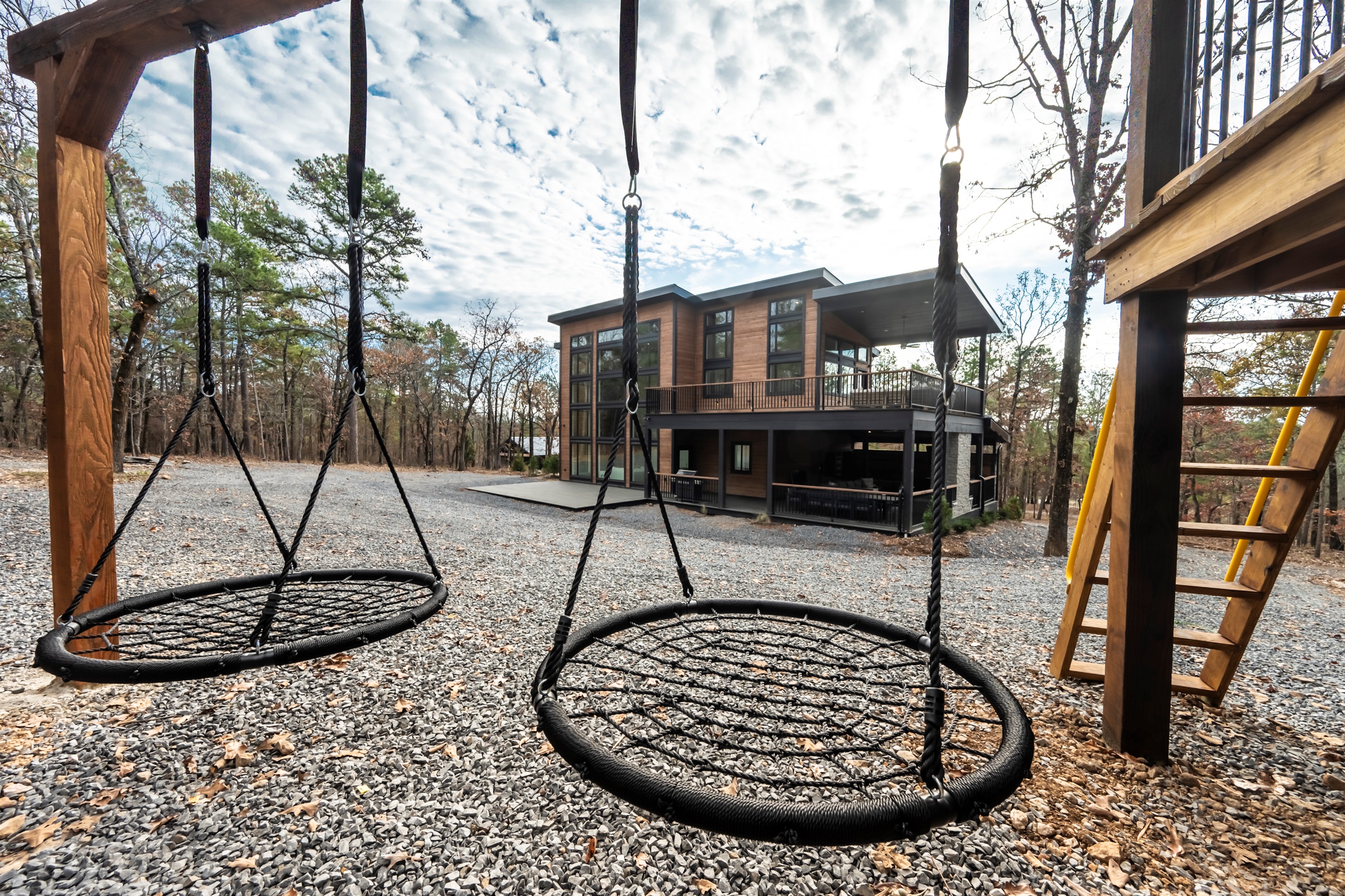Relax on the playground swings - perfect for the quiet surroundings