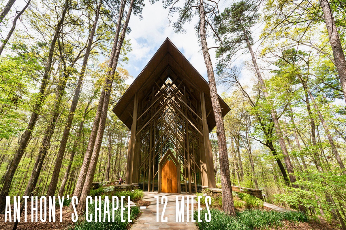 Anthony&rsquo;s Chapel (12 miles): Gorgeous glass chapel nestled in the woods&mdash;perfect for photos or quiet reflection.