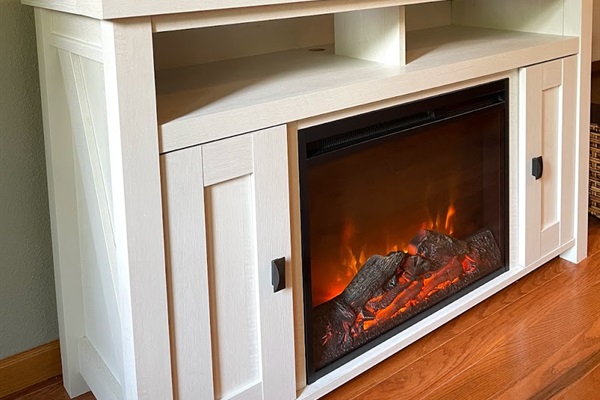 Rock Garden Cottage living room electric fireplace heat or no heat remote controlled 