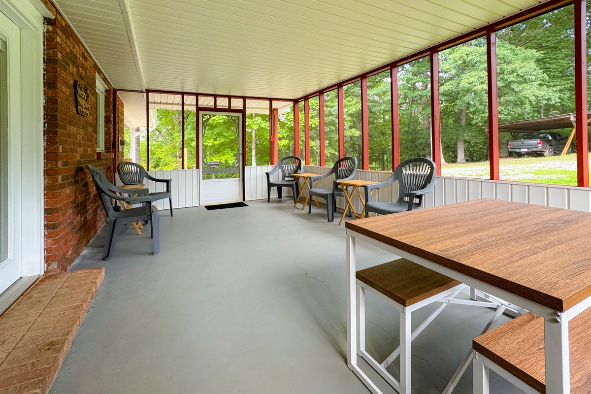 As you know bugs are common in the mountains depending on the season. No worries though the screened in porch will help limit the little flying pests. 