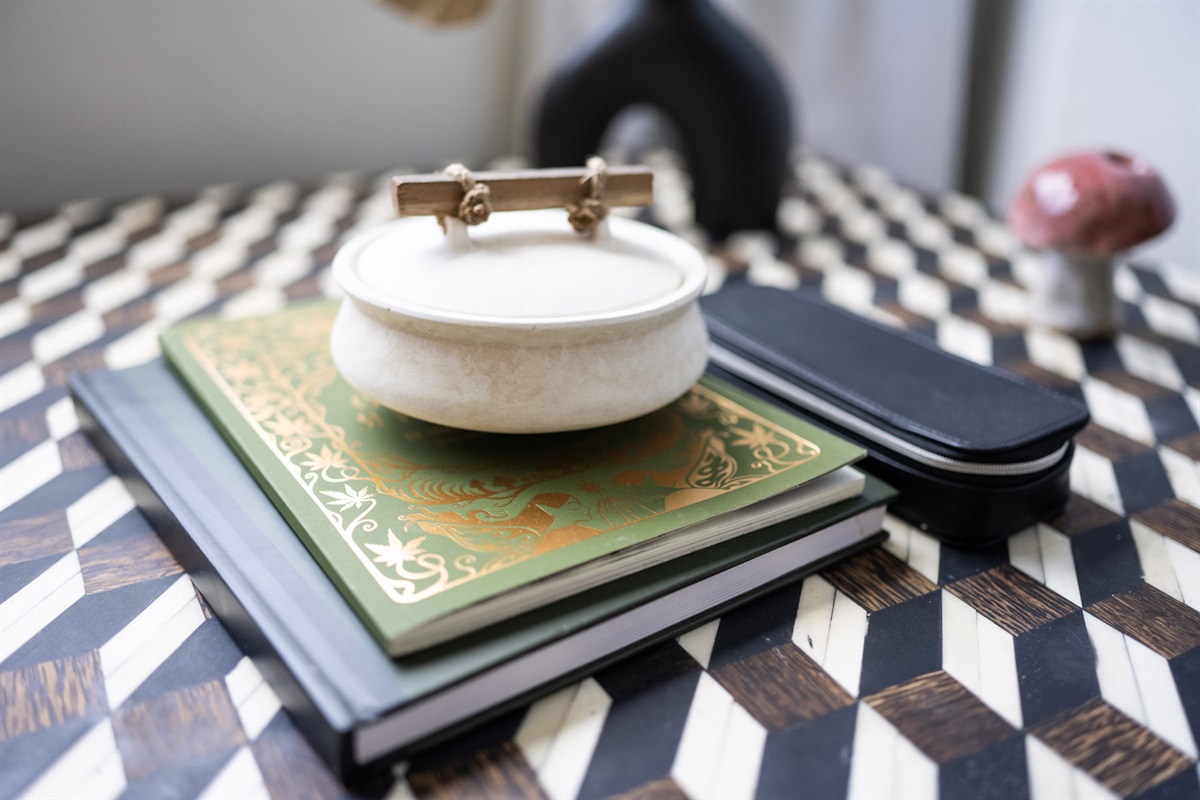 Eclectic furnishings reflect journeys around the world.