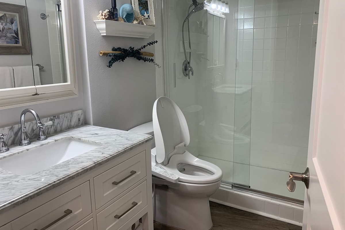 Updated bathroom with new toilet bidet.