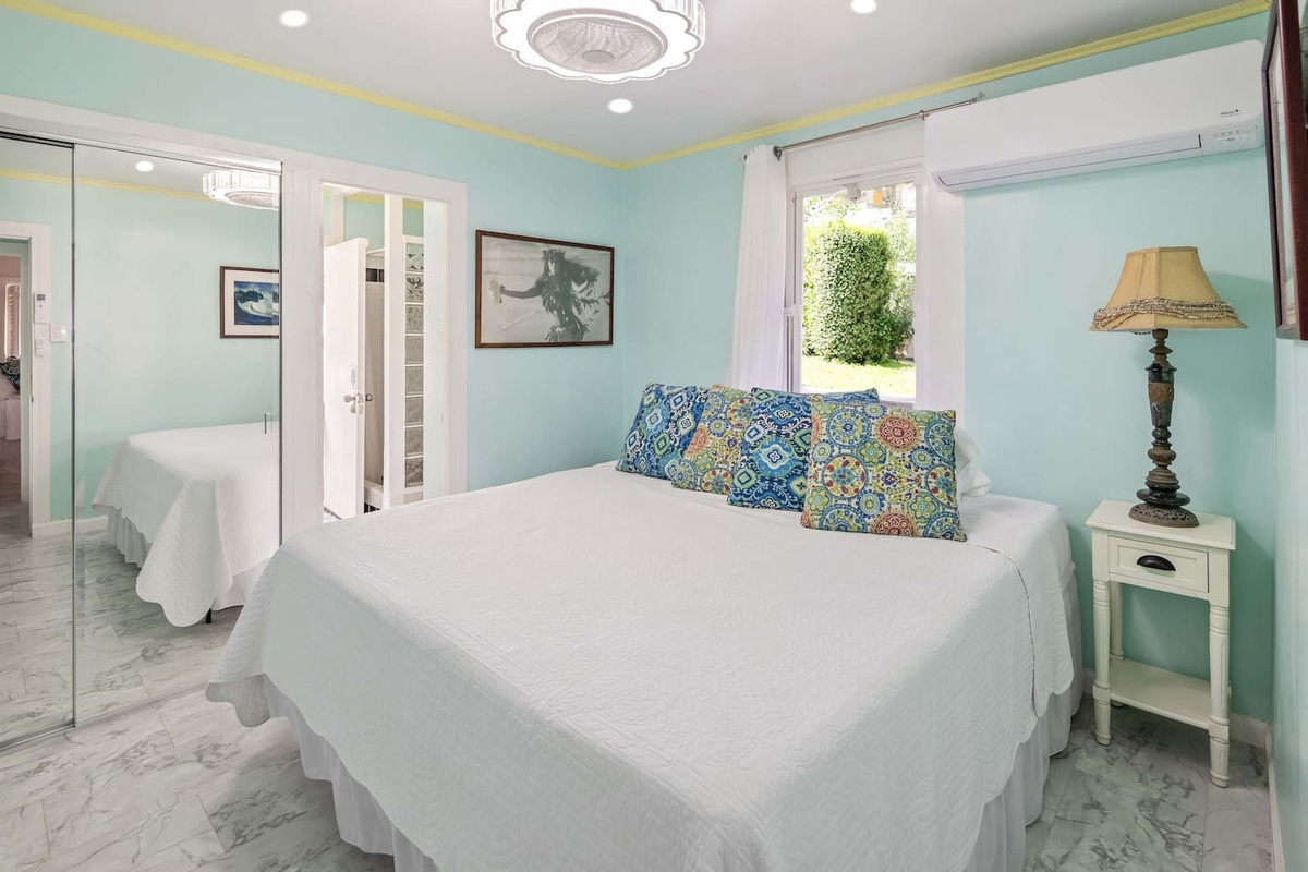 Bedroom #3-Surf Bedroom with California King Size Bed Bed. All bedrooms have California King Size beds with built-in Dyson air purifiers and Carrier heat-cool top-of-the -line Carrier WiFi air conditioning