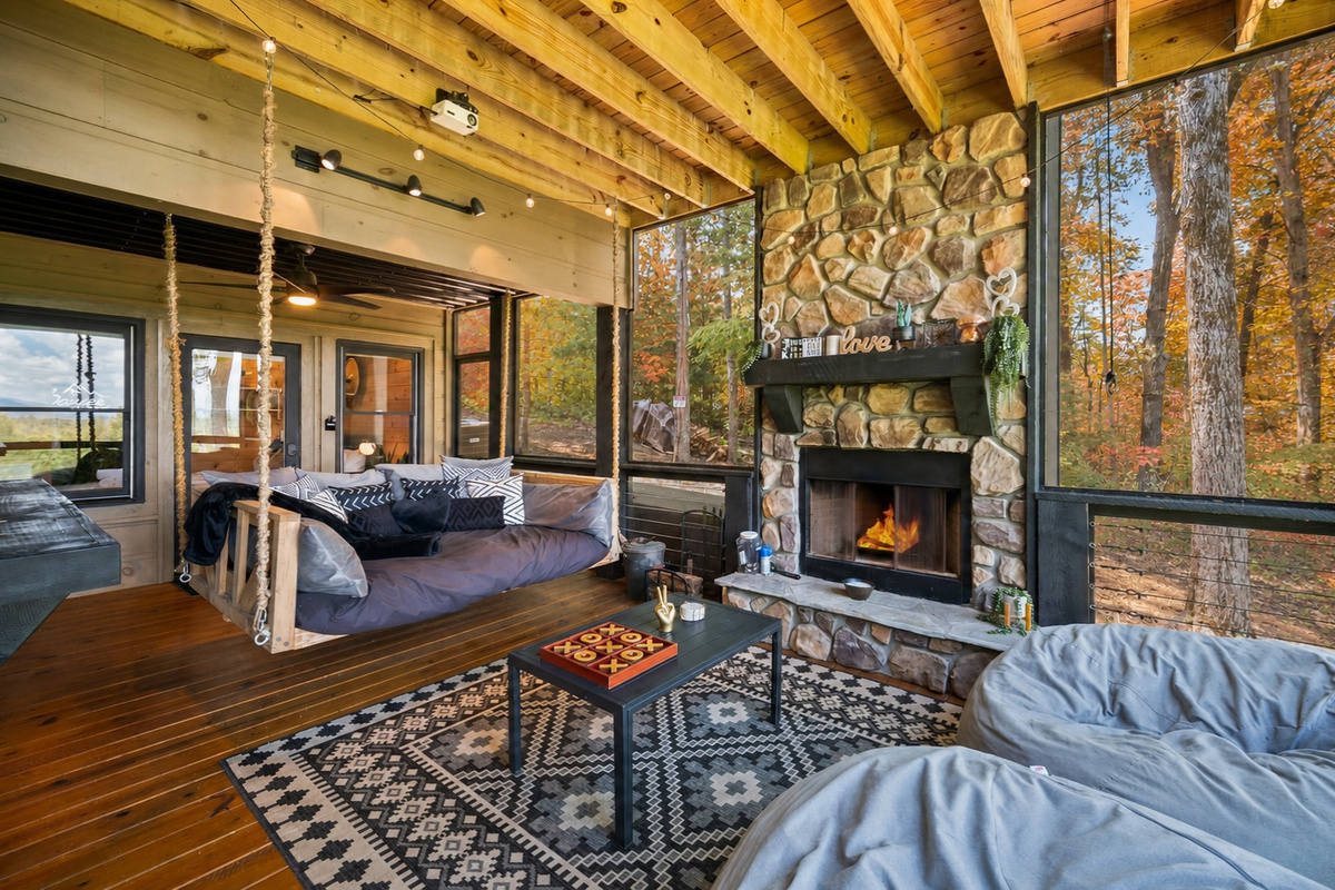 The ideal spot to enjoy the fresh mountain air.
*Outdoor Fireplace (Available Year Round)