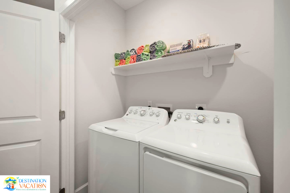 Convenient laundry amenities make longer stays feel effortless.