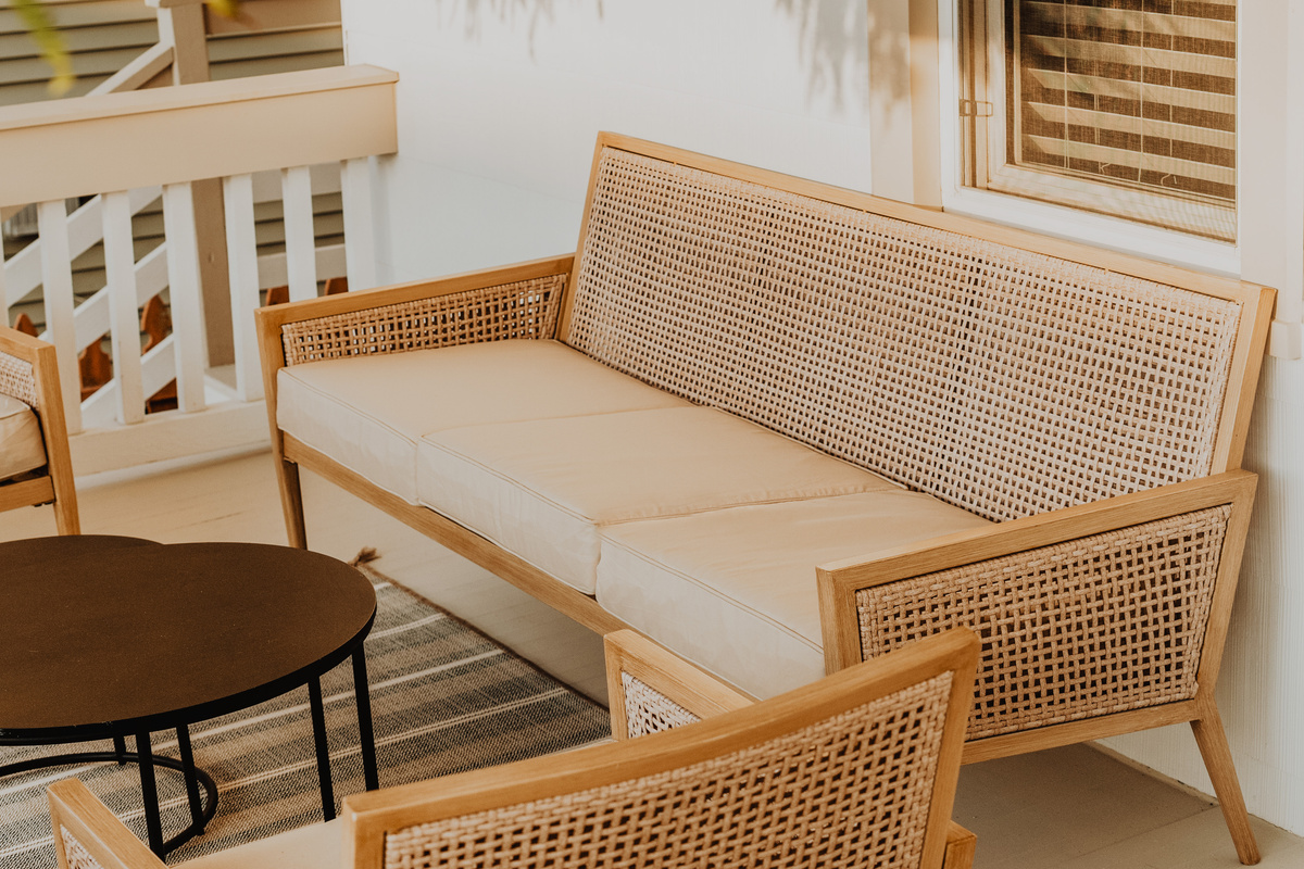 Porch Seating Featuring Woven Bench