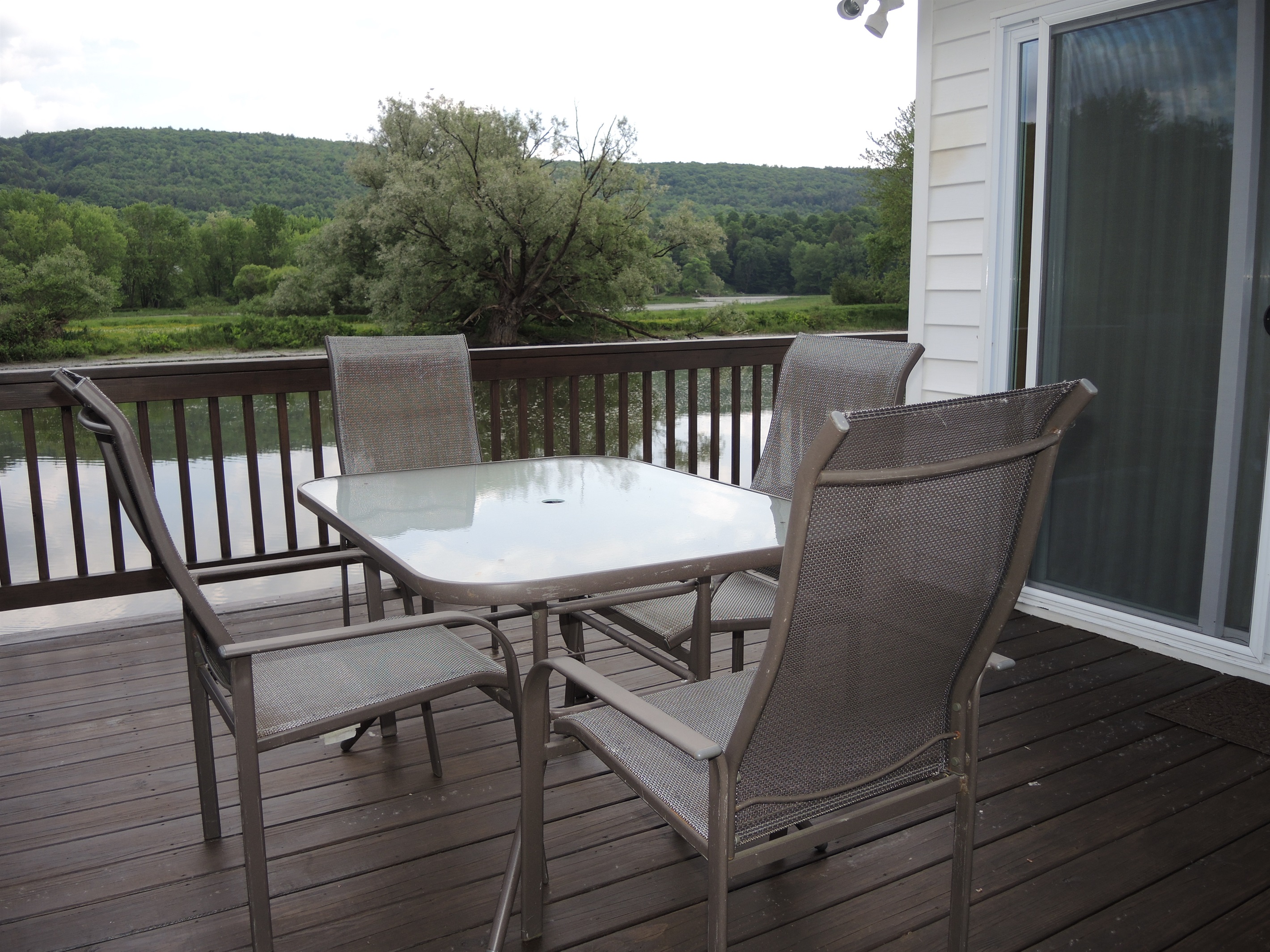 Deck seating overlooking water
