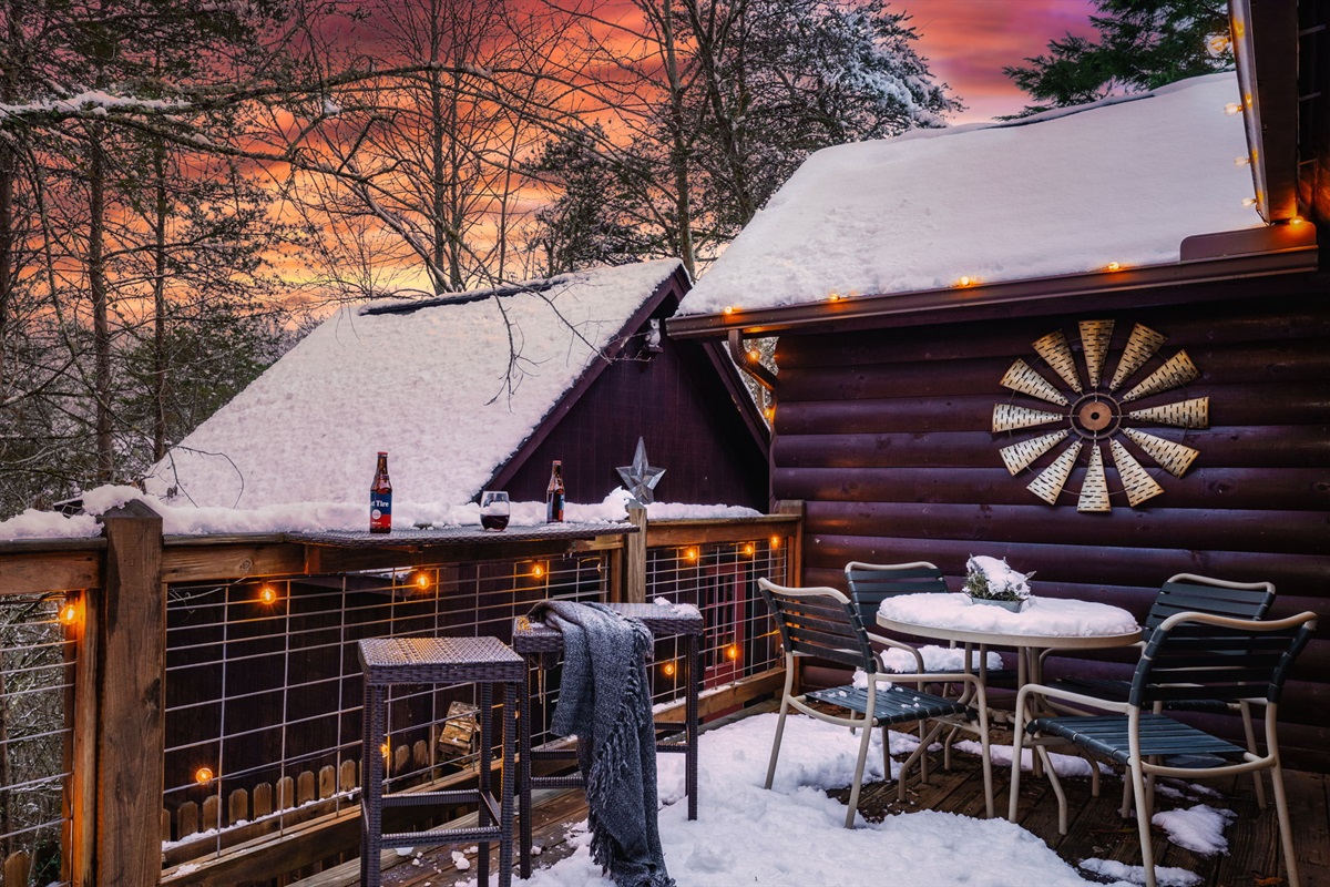 Get comfortable and enjoy a beverage on the private back deck