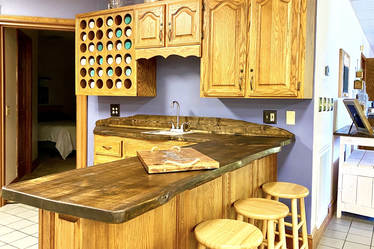 bar top on the lower level