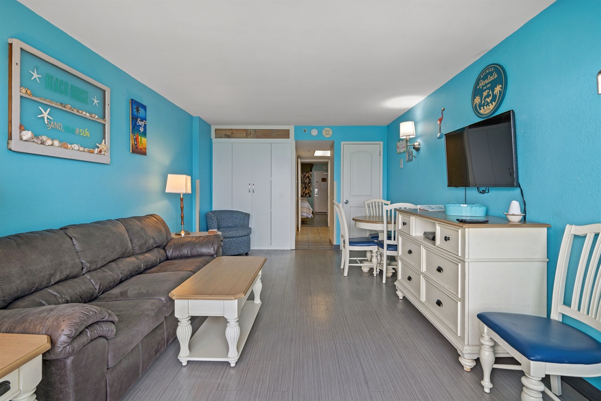 looking back into condo from porch