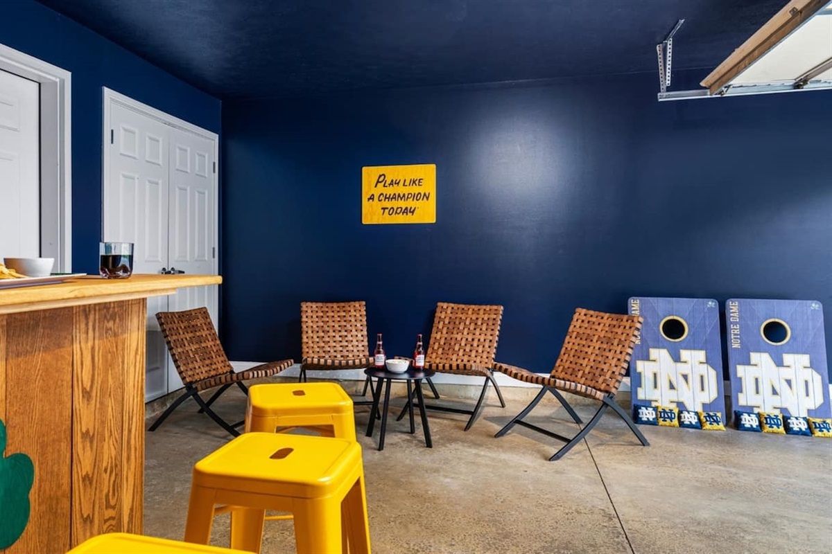 Plenty of space in the garage to tailgate, watch a game, or play some games