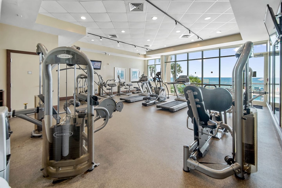 The fitness room at Aqua Resort in Panama City Beach, FL.