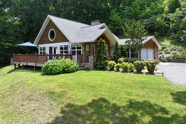 Front of Home- Large Private Driveway, Nestled in Hillside