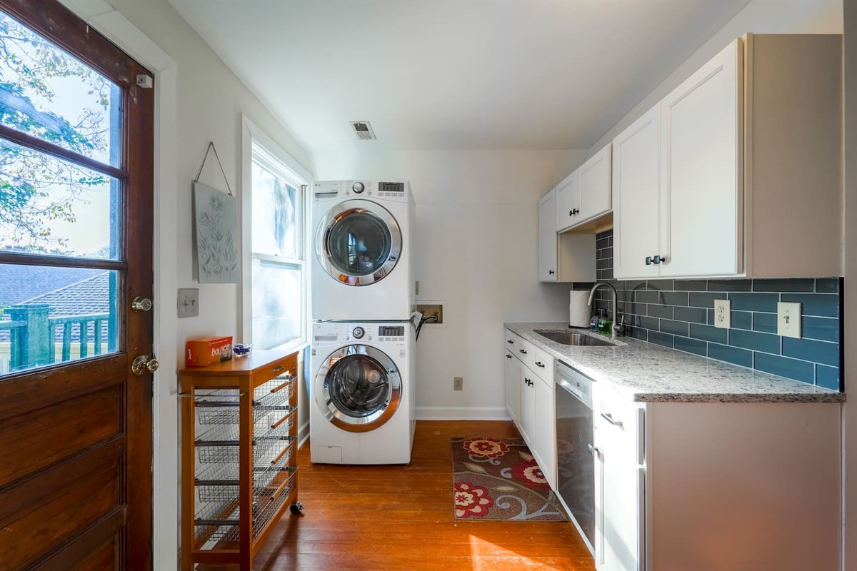 New front load washer and dryer, ironing board and iron are there for your use.