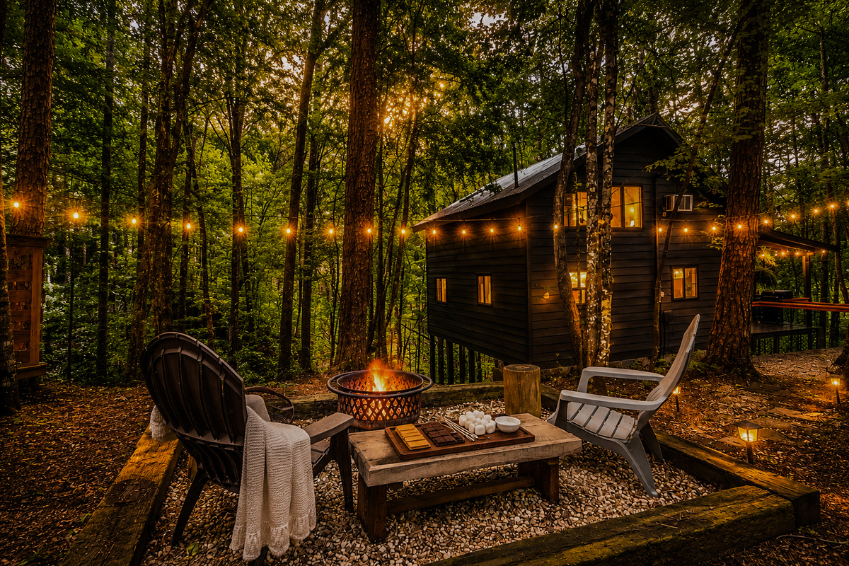 Striing lights adding to a cozy atmosphere