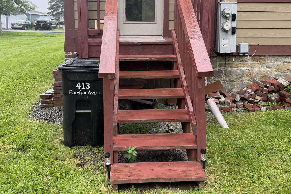 Back Porch entrance near fire pit.