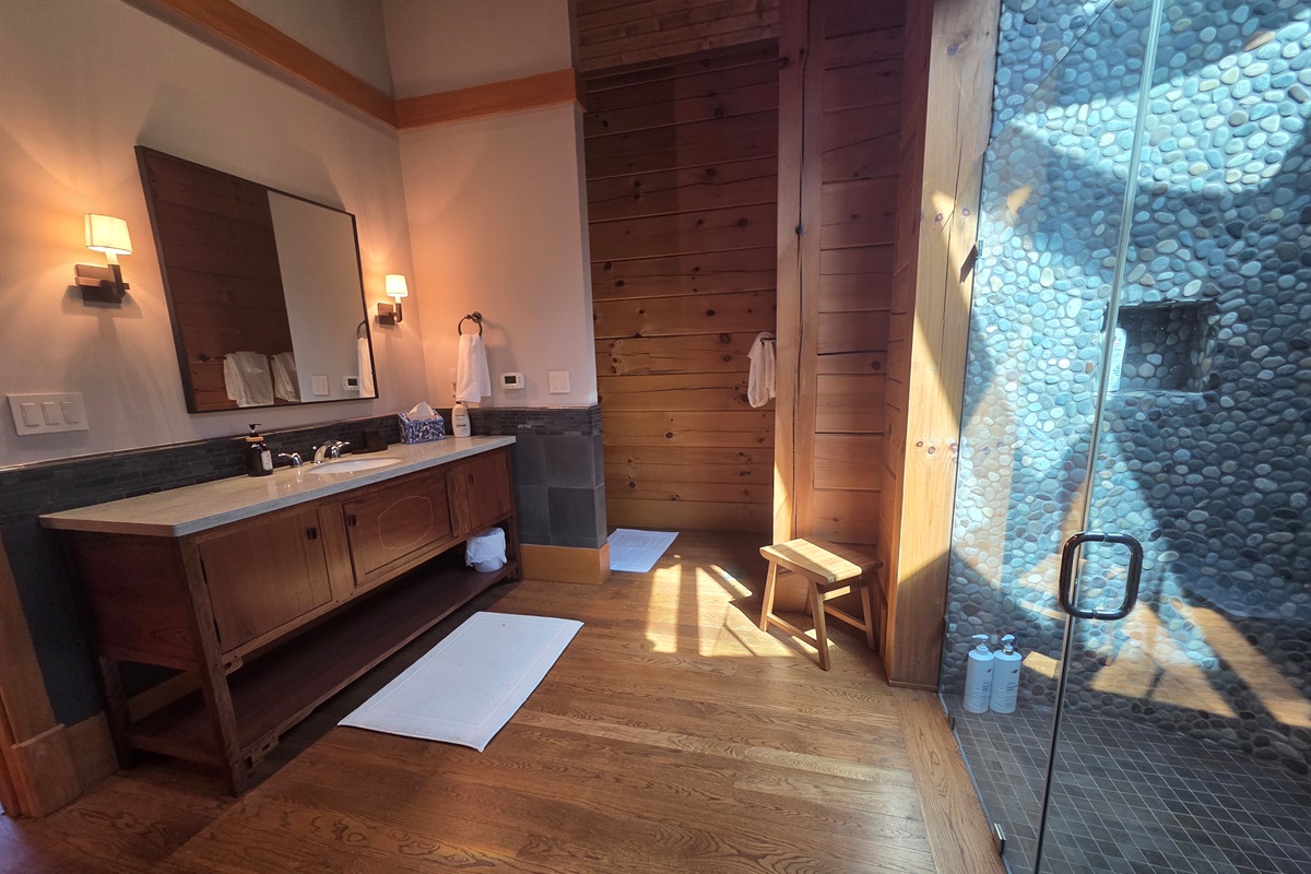 Enjoy a spa-like experience with a large walk-in shower located in the third bedroom’s bathroom.