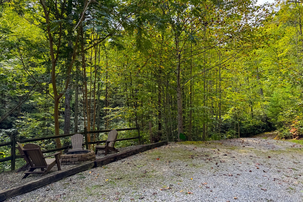 Fire pit for those crisp evenings. Note there are no other cabins in the immediate area.