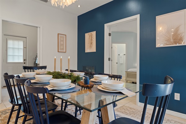 Dining table is perfect for seating 8-10 guests