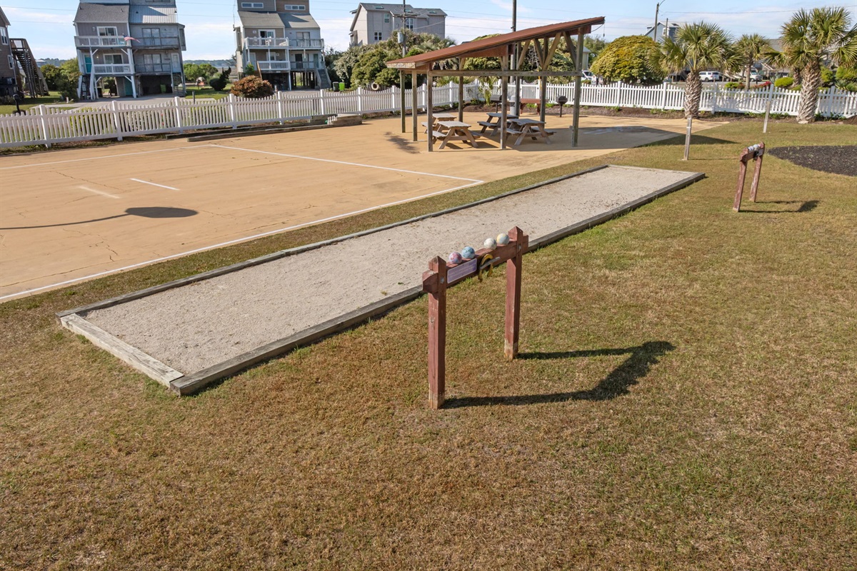 Bocce court and picnic area create the perfect spot for laid-back afternoons