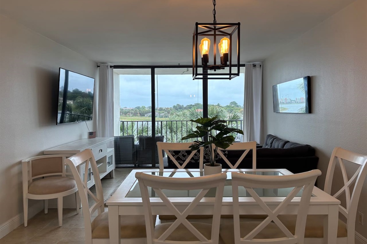 The dining room is well laid out, with plenty of seating and good lighting.