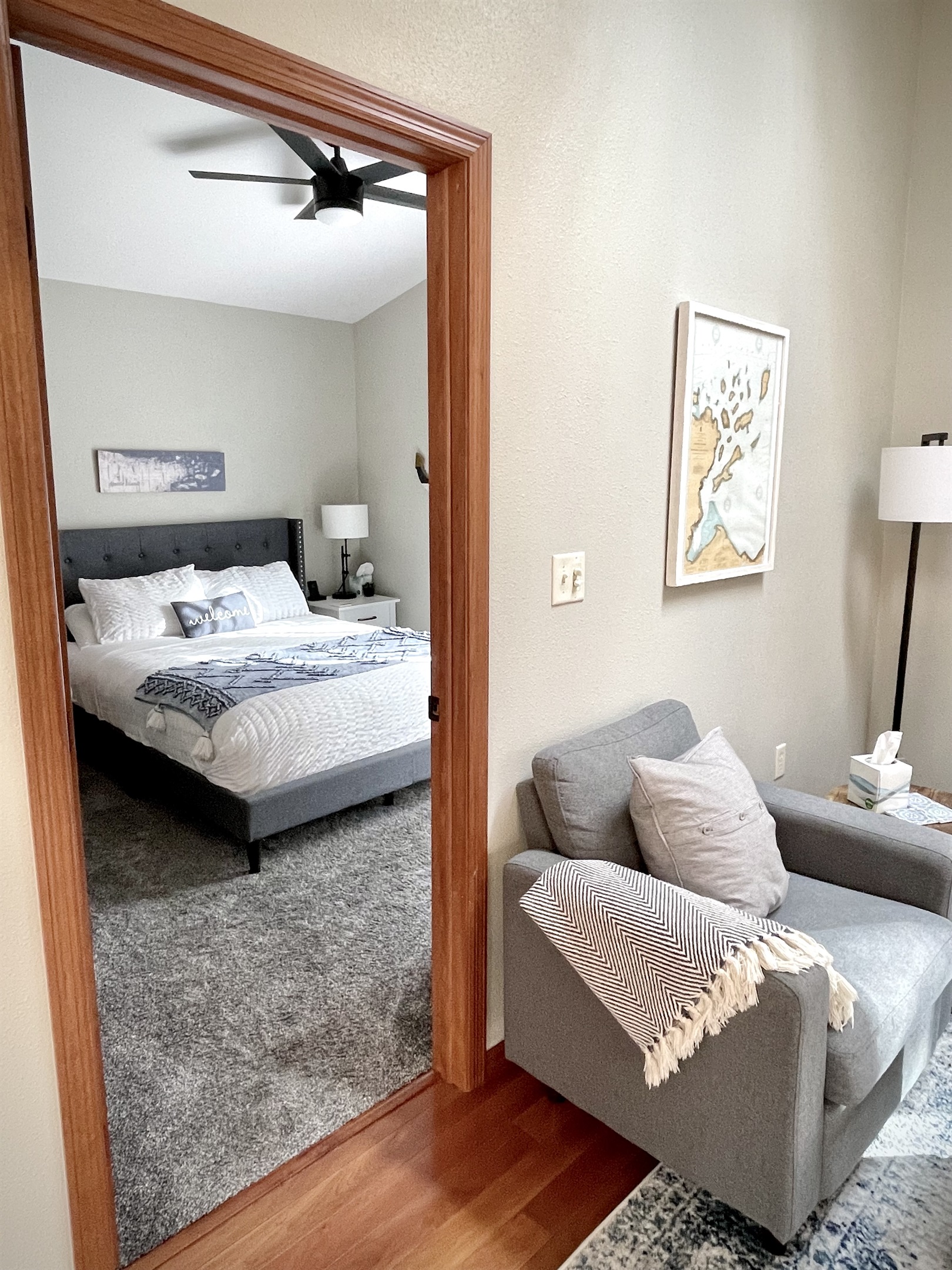 Living room leading to queen bedroom 
