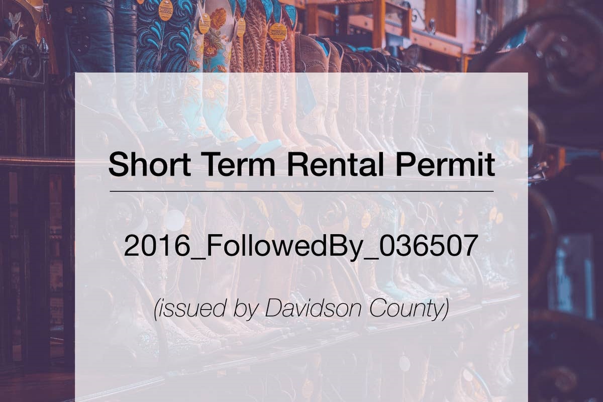 We operate in accordance with local Nashville laws, which includes holding a short term rental permit (Permit 2016followedby036507) and paying all taxes.