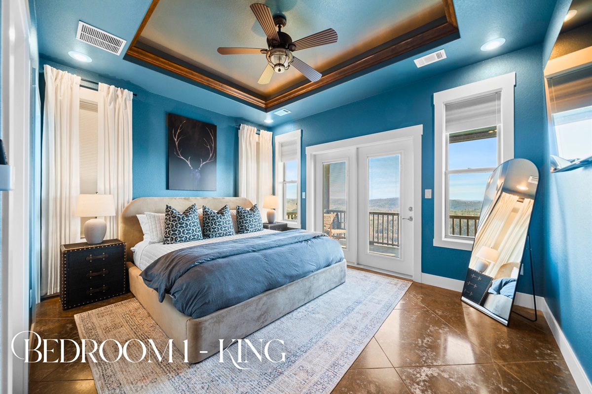 The king bedroom feels like a private sanctuary, complete with rich colors, elegant details, and direct access to those incredible views.