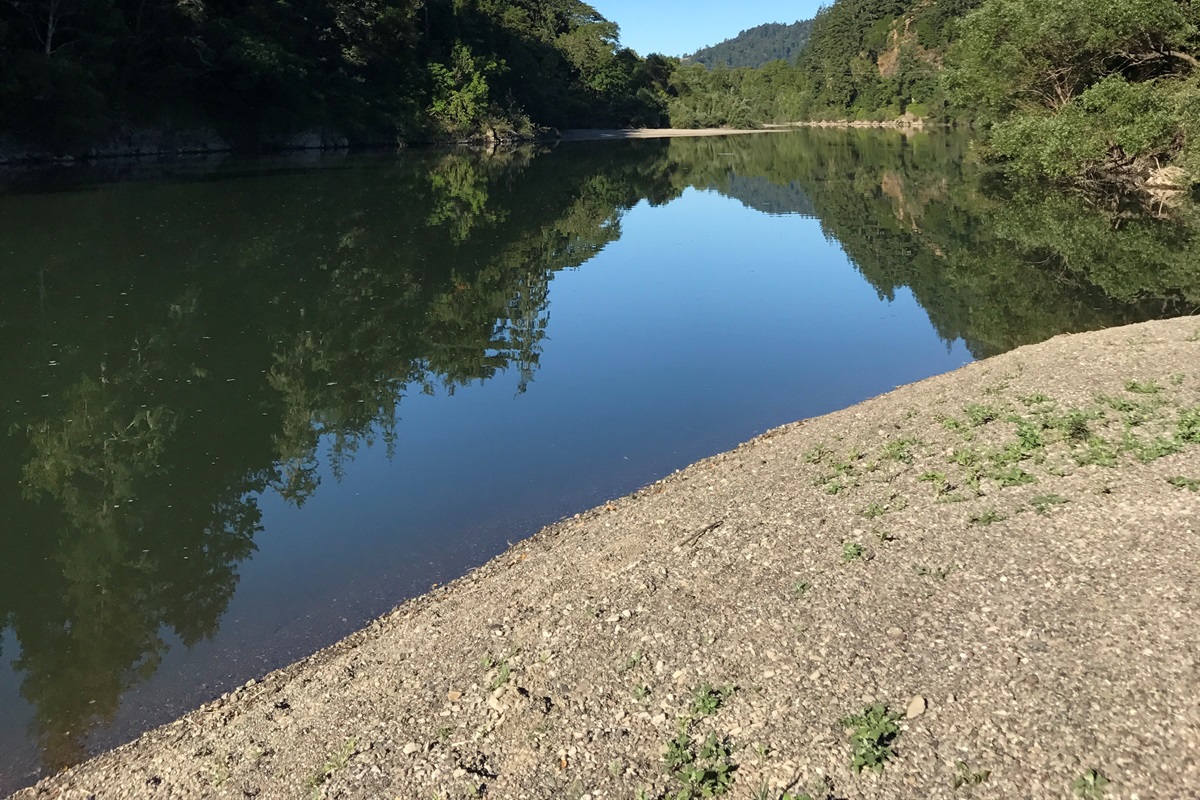 Quiet river spot looking west
