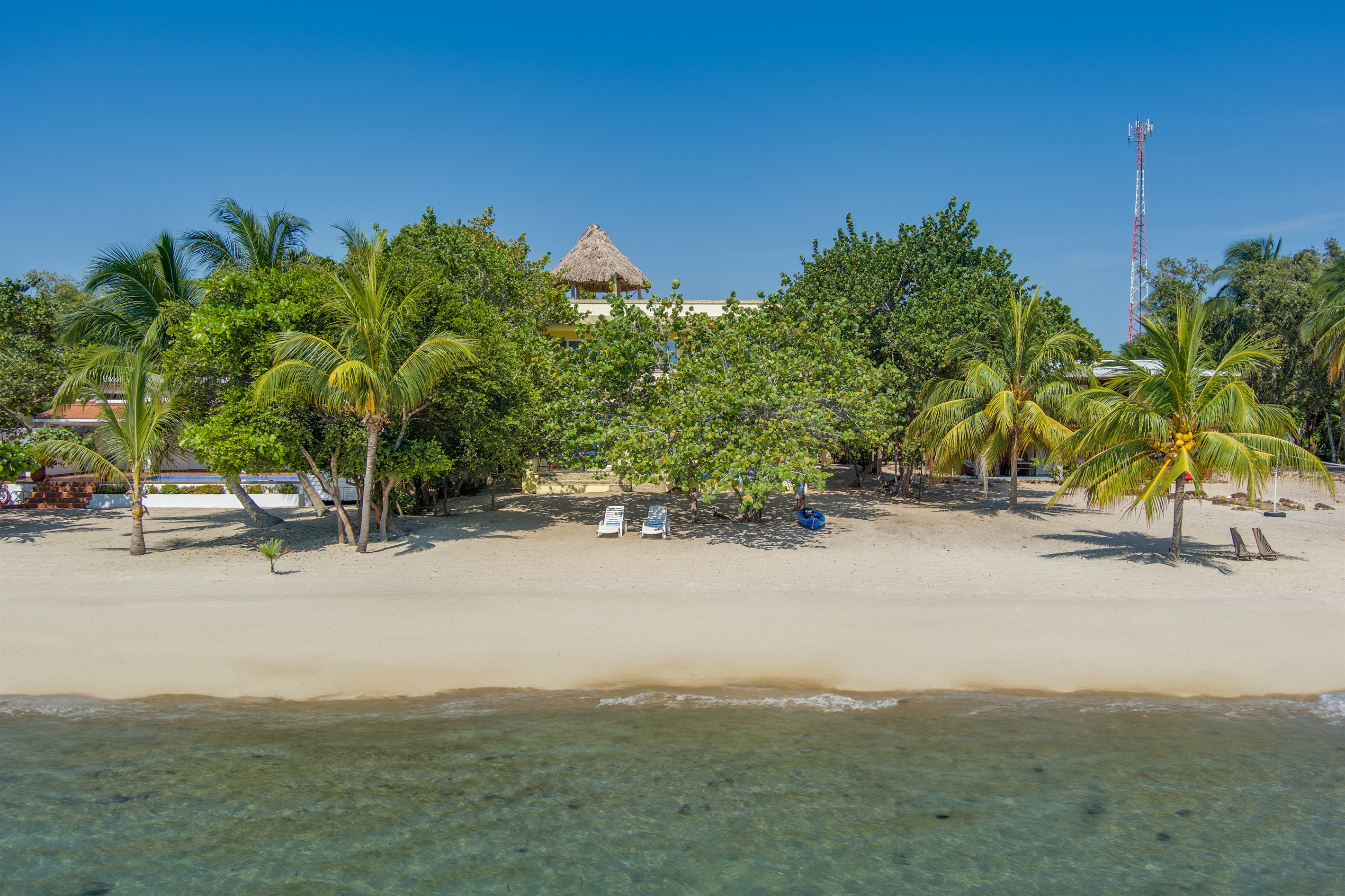 Beach view with loungers