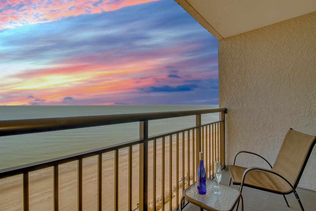 Sit back, relax and sip a cup of coffee while enjoying the front row seat view of the skyblue sea.