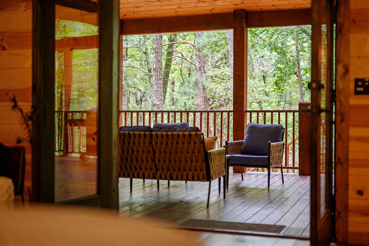 Seating area on the back deck.
