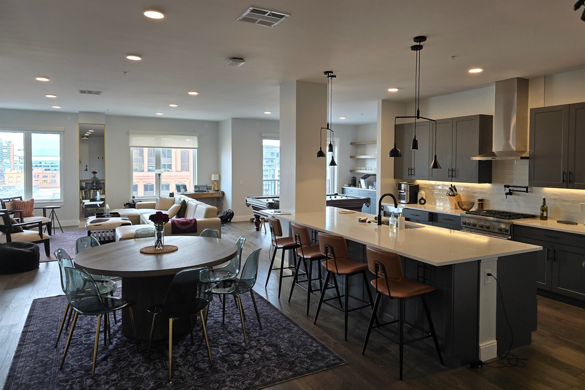 Open floor plan has everything connected