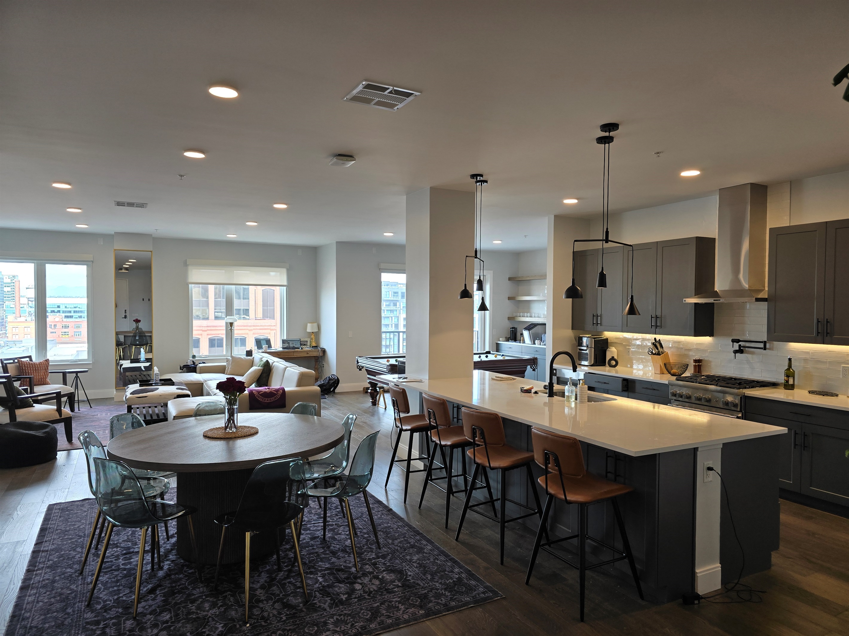 Open floor plan has everything connected