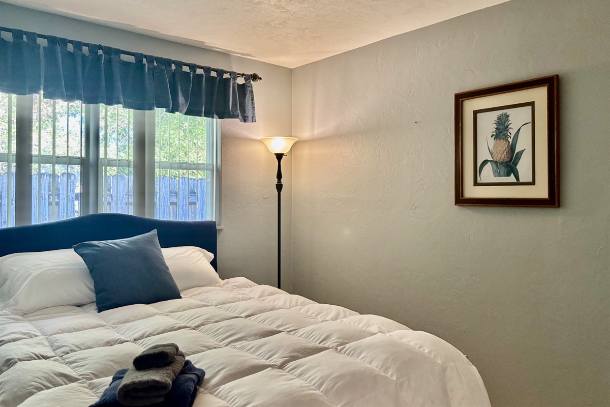 Our second bedroom is comfortable with plenty of closet space.