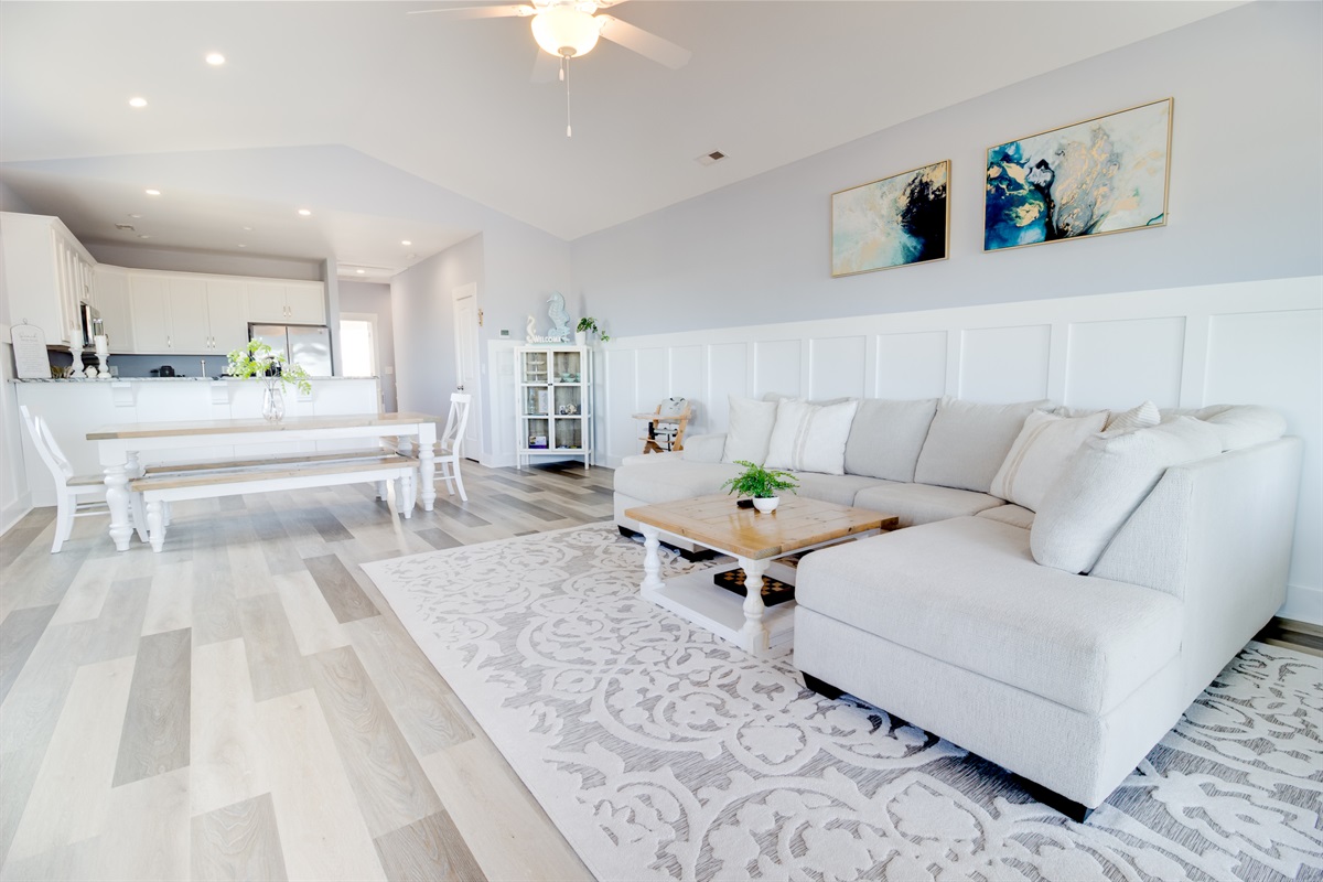Open, airy living space designed for gathering, lounging, and easy coastal living