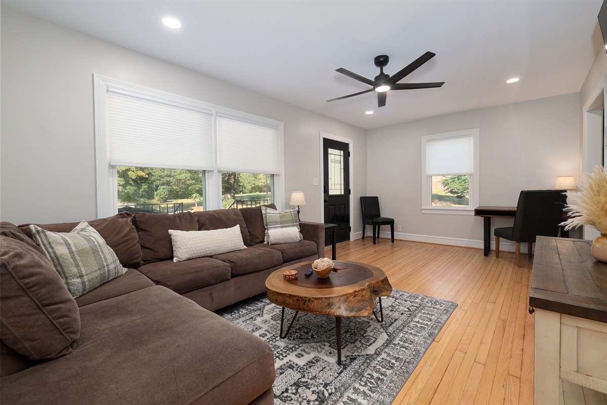 Living room and workspace