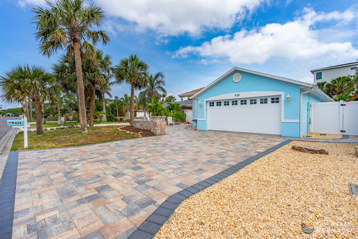 Front of Home with spacious paver driveway!
