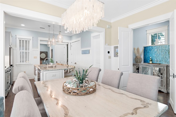 Spacious dining table for family meals, game nights, or celebrations.