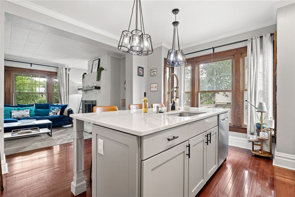 Full View of the Kitchen that overlooks the main living room.