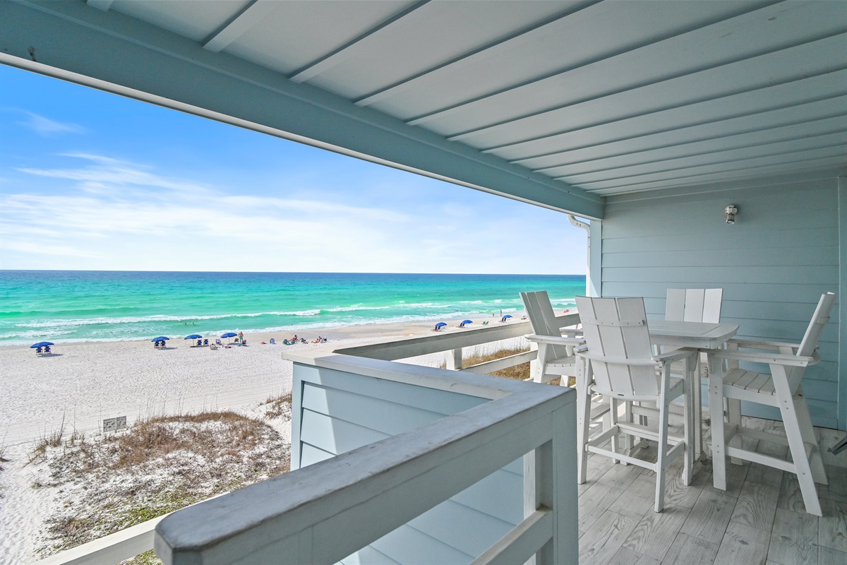 Large, covered patio off of the main living room on the second floor - great for morning coffee or a cold afternoon beverage. Come and Relax at SeaWinds 8!