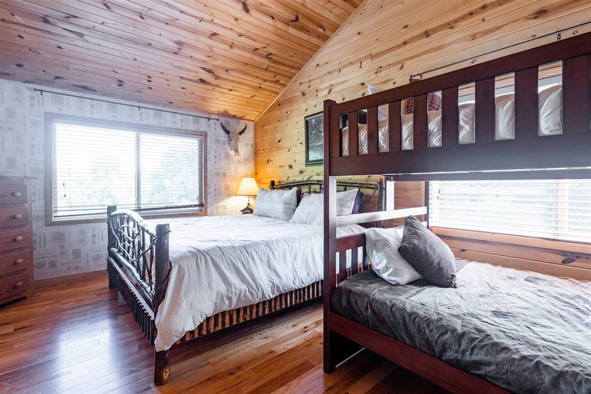 bedroom #3 with king bed and bunk full over full