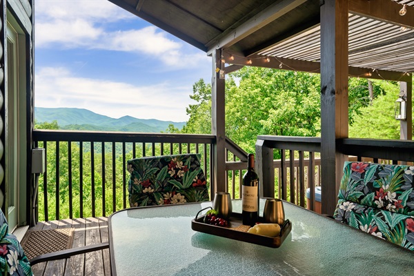 Side porch with mountain view