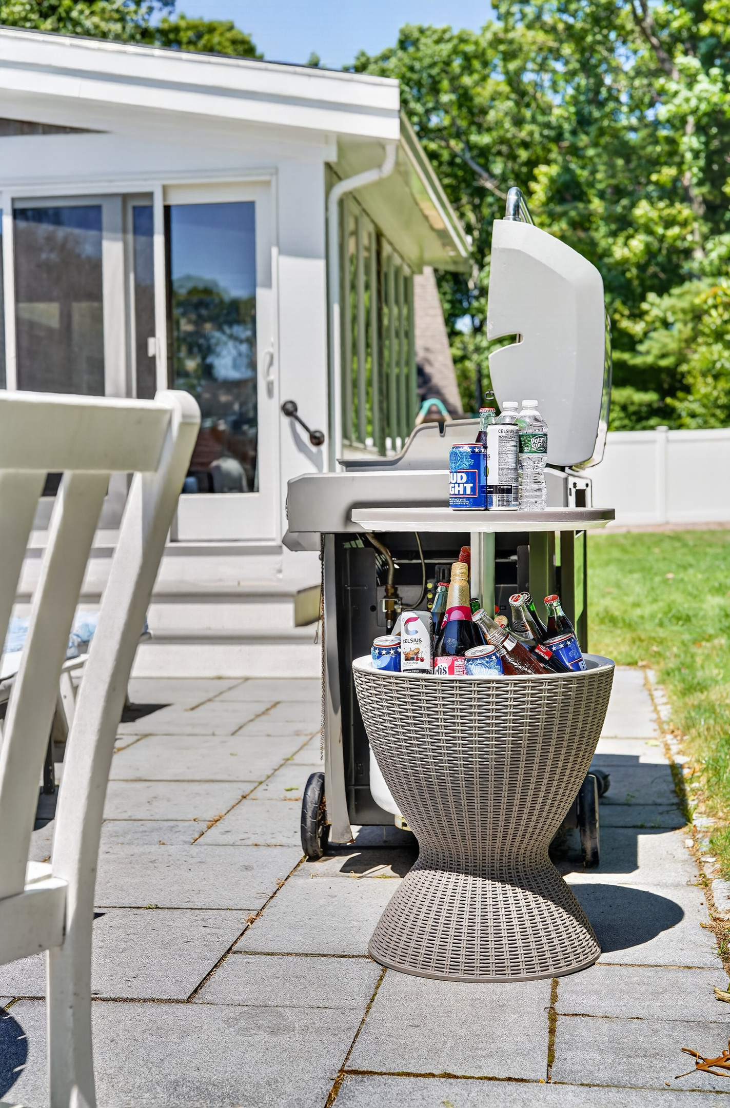 Outdoor beverage station keeps your favorite drinks within easy reach while you relax.